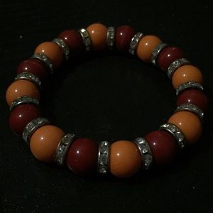 Orange and Maroon Bead/Glitz Bracelet